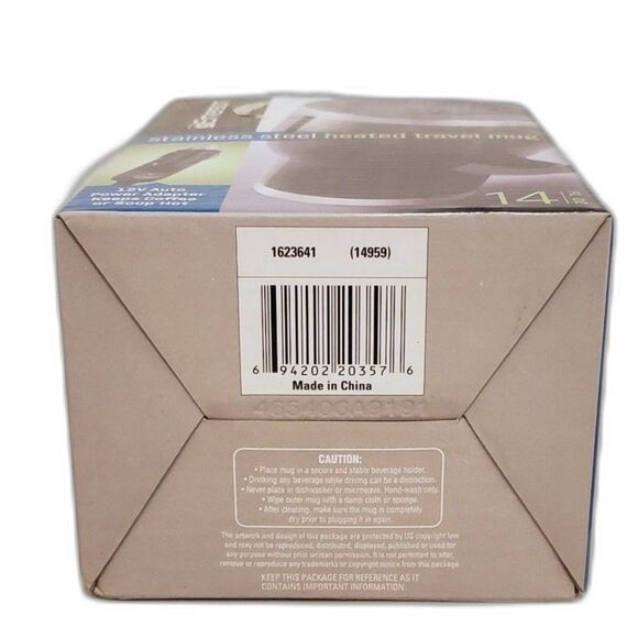 Emerson New Stainless Steel Heated Travel Mug Black & Chrome 14 Fl Oz - Picture 8 of 8